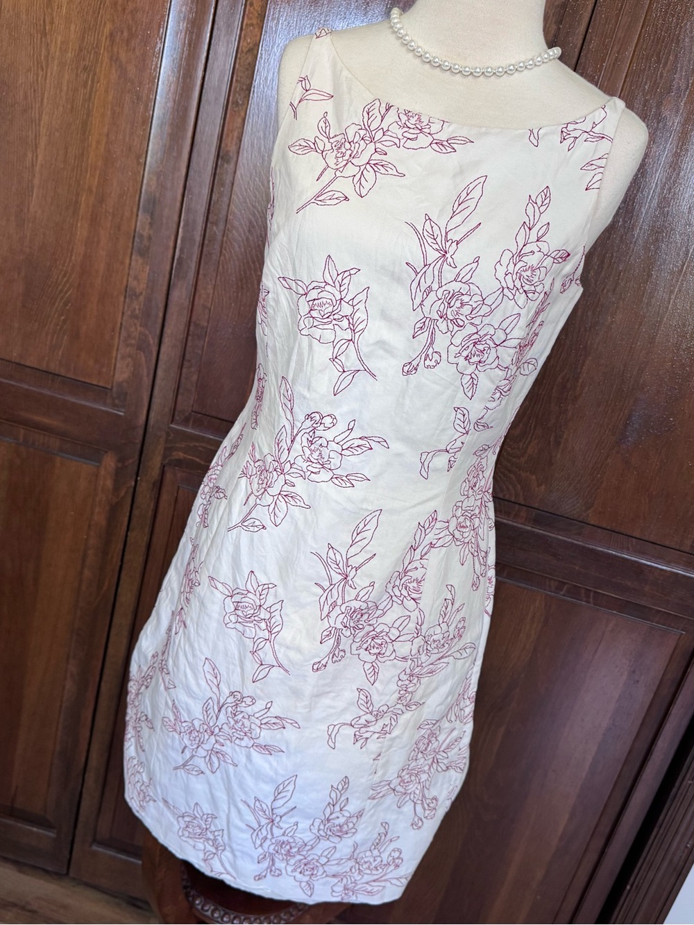 Ann Taylor Vintage 90s Dress Coquette  Breathable Silk Blend White Rose Size 4